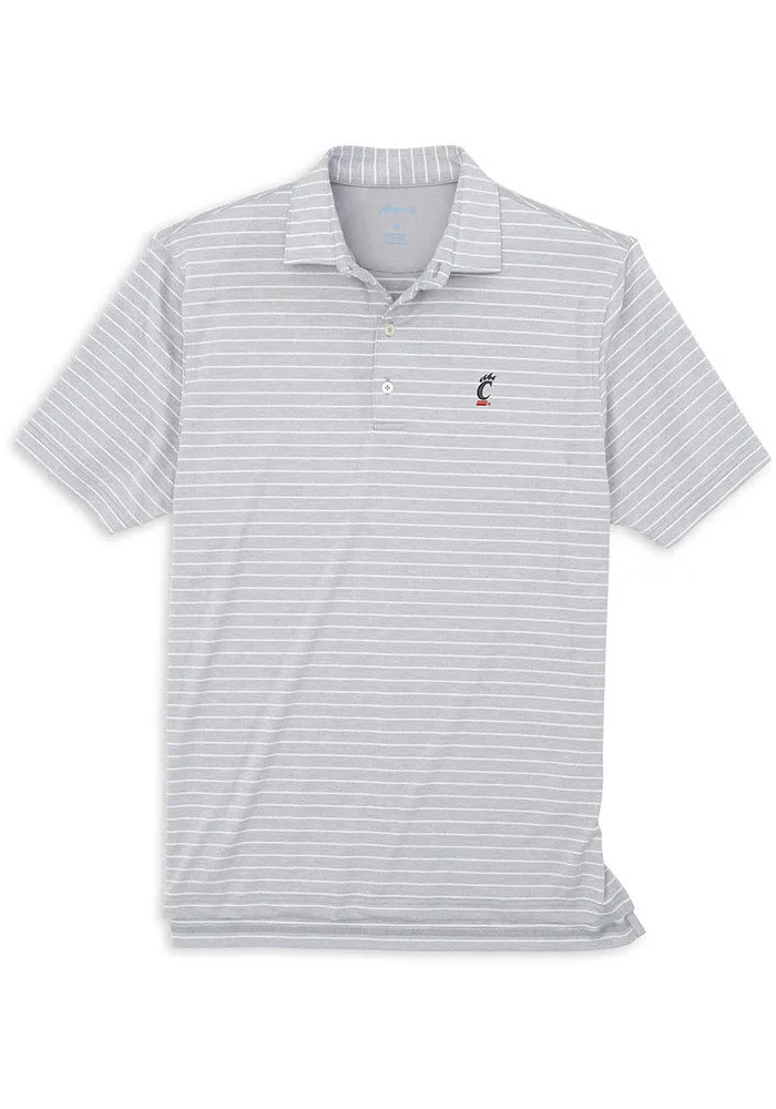 Johnnie O Cincinnati Bearcats Mens Grey Newton Heathered Stripe Short Sleeve Fashion Polo