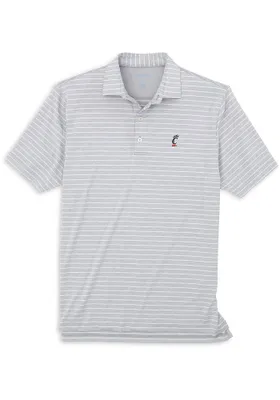 Johnnie O Cincinnati Bearcats Mens Grey Newton Heathered Stripe Short Sleeve Fashion Polo