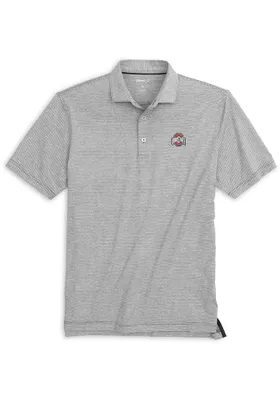 Johnnie O Ohio State Buckeyes Mens Charcoal Lyndon Striped Short Sleeve Polo