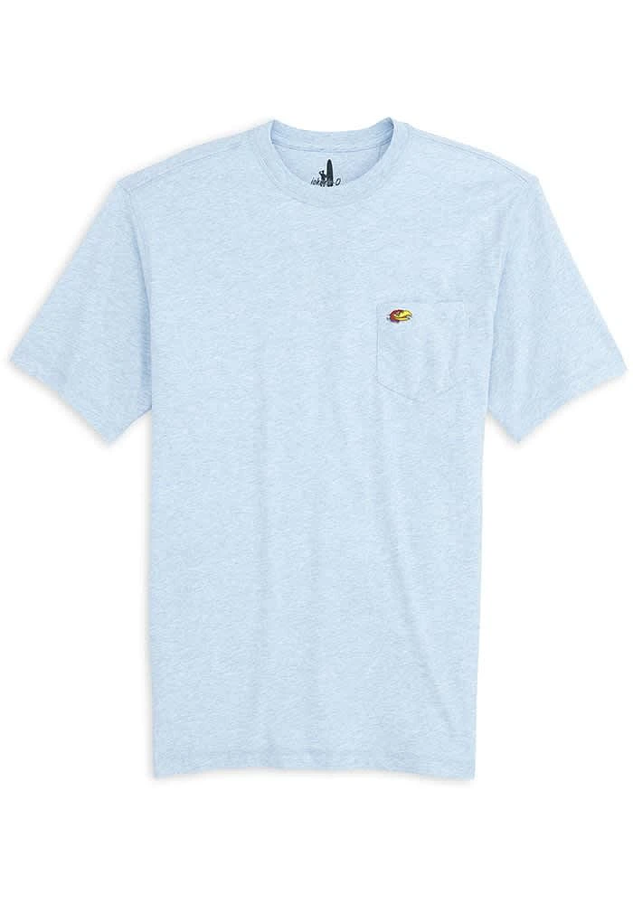 Johnnie O Kansas Jayhawks Light Blue Heathered Tyler Pocket Short Sleeve T Shirt