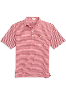 Johnnie O Kansas Jayhawks Mens Red Nelly Striped Short Sleeve Fashion Polo