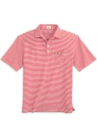 Johnnie O Kansas Jayhawks Mens Red Nelly Striped Short Sleeve Fashion Polo