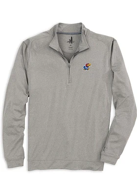 Johnnie O Kansas Jayhawks Mens Grey Flex Heathered Long Sleeve Qtr Zip Pullover