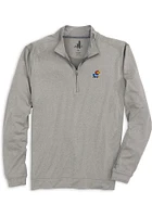 Johnnie O Kansas Jayhawks Mens Grey Flex Heathered Long Sleeve Qtr Zip Pullover