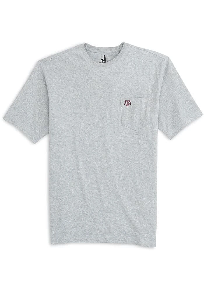Johnnie O Texas A&M Aggies Grey Heathered Tyler Pocket Short Sleeve T Shirt