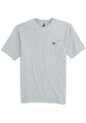Johnnie O Texas A&M Aggies Grey Heathered Tyler Pocket Short Sleeve T Shirt
