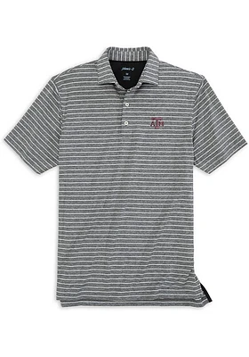Johnnie O Texas A&M Aggies Mens Black Newton Heathered Stripe Short Sleeve Fashion Polo
