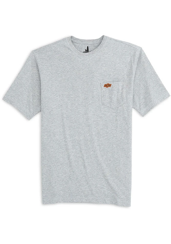Johnnie O Oklahoma State Cowboys Grey Heathered Tyler Pocket Short Sleeve T Shirt