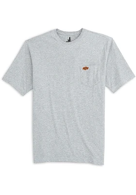 Johnnie O Oklahoma State Cowboys Grey Heathered Tyler Pocket Short Sleeve T Shirt