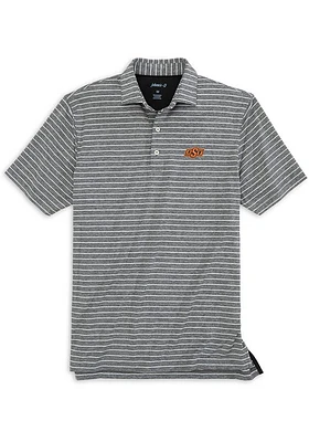 Johnnie O Oklahoma State Cowboys Mens Black Newton Heathered Stripe Short Sleeve Fashion Polo