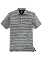 Johnnie O Oklahoma State Cowboys Mens Black Newton Heathered Stripe Short Sleeve Fashion Polo