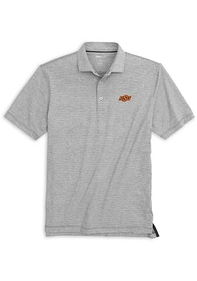 Johnnie O Oklahoma State Cowboys Mens Charcoal Lyndon Striped Short Sleeve Fashion Polo