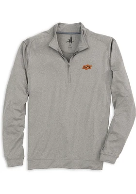 Johnnie O Oklahoma State Cowboys Mens Grey Flex Heathered Long Sleeve Qtr Zip Pullover