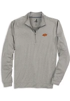 Johnnie O Oklahoma State Cowboys Mens Grey Flex Heathered Long Sleeve Qtr Zip Pullover