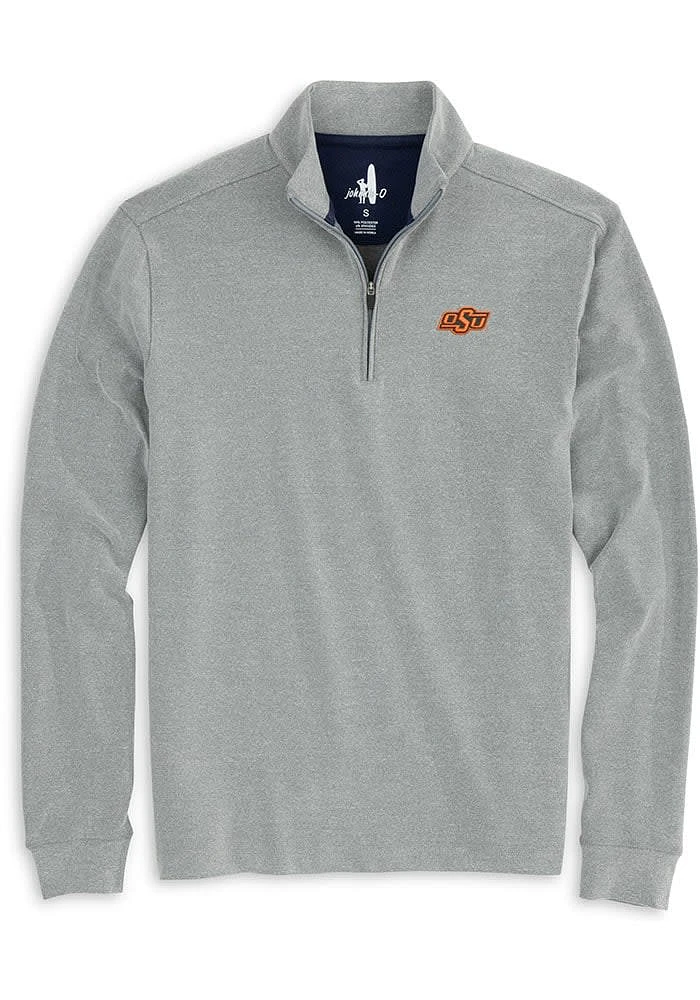 Johnnie O Oklahoma State Cowboys Mens Grey Brady Polar Fleece Long Sleeve Qtr Zip Pullover