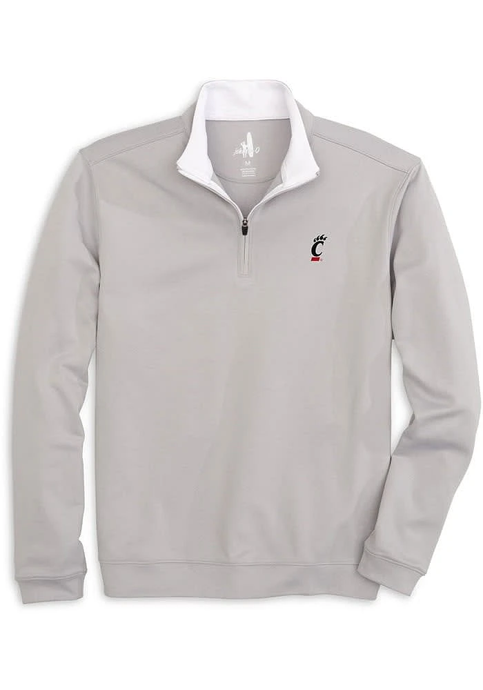 Johnnie O Cincinnati Bearcats Mens Grey Diaz Long Sleeve Qtr Zip Pullover