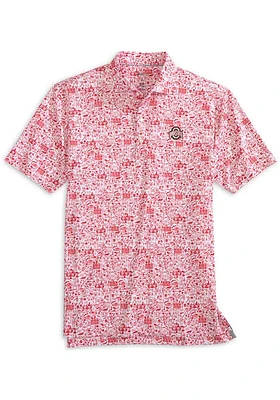 Johnnie O Ohio State Buckeyes Mens Red Tailgater 2.0 Short Sleeve Polo