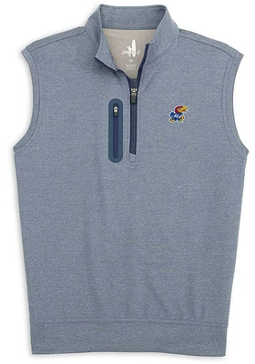 Johnnie O Kansas Jayhawks Mens Navy Blue Denny Melange Sleeveless Jacket