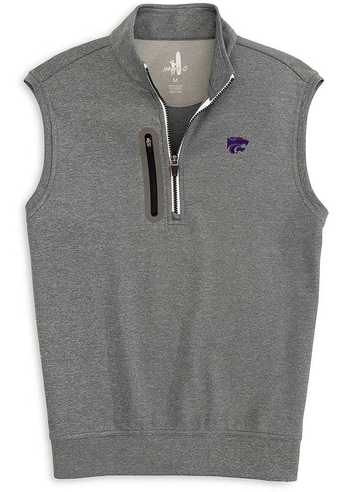 Johnnie O K-State Wildcats Mens Black Denny Melange Sleeveless Jacket