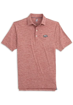 Johnnie O Arkansas Razorbacks Mens Crimson Huron Heathered Short Sleeve Fashion Polo