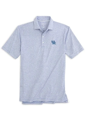 Johnnie O Kentucky Wildcats Mens Blue Lyndon Striped Prep Performance Short Sleeve Polo