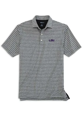 Johnnie O LSU Tigers Mens Black Newton Heathered Stripe Short Sleeve Fashion Polo