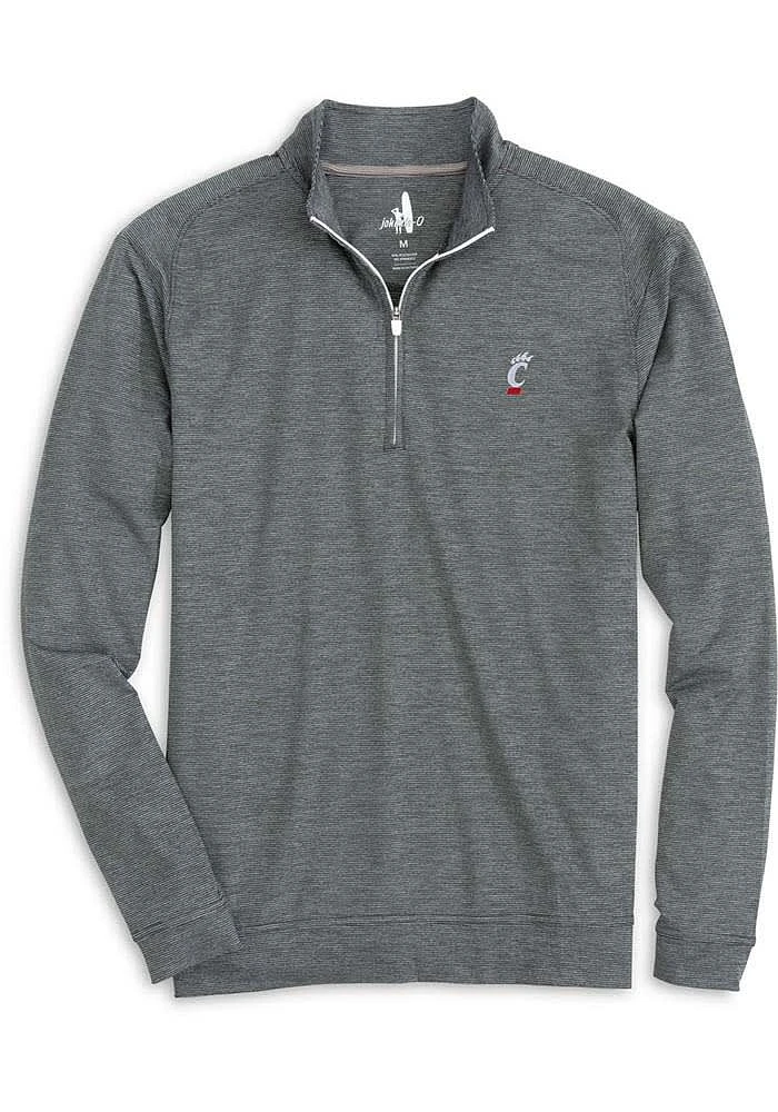 Johnnie O Cincinnati Bearcats Mens Charcoal Vaughn Long Sleeve 1/4 Zip Pullover