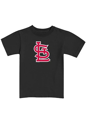 St Louis Cardinals Youth Black Cap Logo Short Sleeve T-Shirt