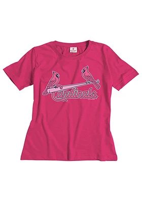St Louis Cardinals Girls Pink Youth Wordmark Short Sleeve Tee