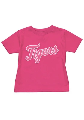 Detroit Tigers Toddler Girls Pink Wordmark Short Sleeve T-Shirt