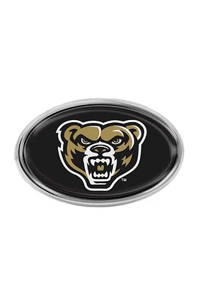 Oakland University Golden Grizzlies Oval Domed Car Emblem - Black