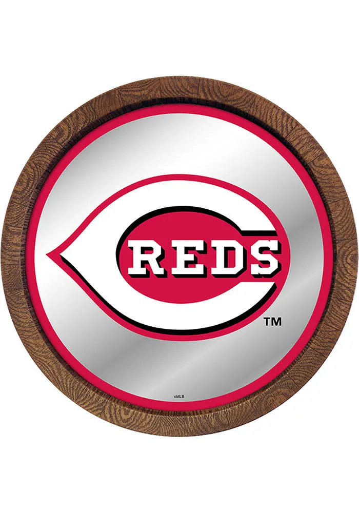 The Fan-Brand Cincinnati Reds Faux Barrel Top Mirrored Sign