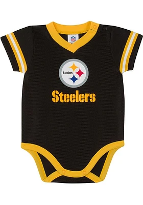Pittsburgh Steelers Baby Black Dazzle Short Sleeve One Piece
