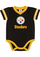 Pittsburgh Steelers Baby Black Dazzle Short Sleeve One Piece