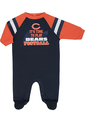 Chicago Bears Baby Navy Blue Time to Play Loungewear One Piece Pajamas