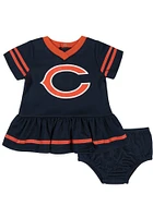 Chicago Bears Baby Girls Navy Blue Dazzle Cheer Short Sleeve Dress