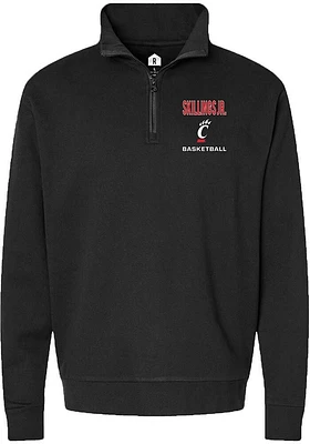 Daniel Skillings Jr.  Rally Cincinnati Bearcats Mens Black NIL Embroidered Long Sleeve Qtr Zip Pul..