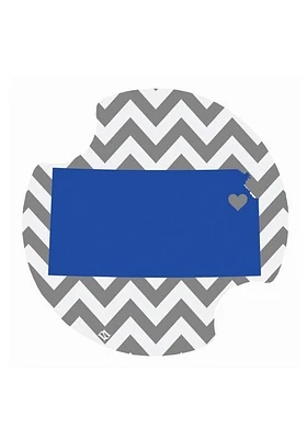 Kansas Jayhawks Chevron 2 Pack Car Coaster - Blue