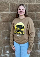 Uscape Kansas Mens Tan Neon Sign Long Sleeve Crew Sweatshirt