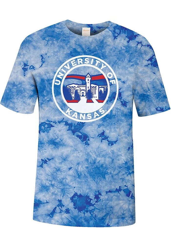 Uscape Kansas Jayhawks Blue Crystal Tie Dye Short Sleeve T Shirt