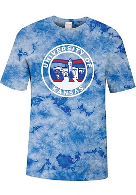 Uscape Kansas Jayhawks Blue Crystal Tie Dye Short Sleeve T Shirt