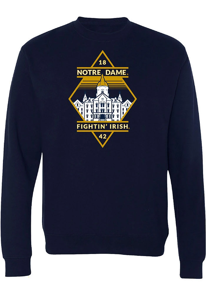 Uscape Notre Dame Fighting Irish Mens Navy Blue Diamond Long Sleeve Fashion Sweatshirt