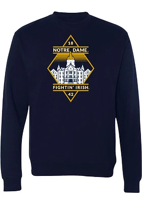 Uscape Notre Dame Fighting Irish Mens Navy Blue Diamond Long Sleeve Fashion Sweatshirt