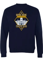 Uscape Notre Dame Fighting Irish Mens Navy Blue Diamond Long Sleeve Fashion Sweatshirt