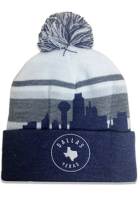 Uscape Dallas Ft Worth Navy Blue Skyline Pom Mens Knit Hat