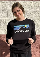 Uscape Kansas City Black Retro Skyline Long Sleeve Fashion T Shirt