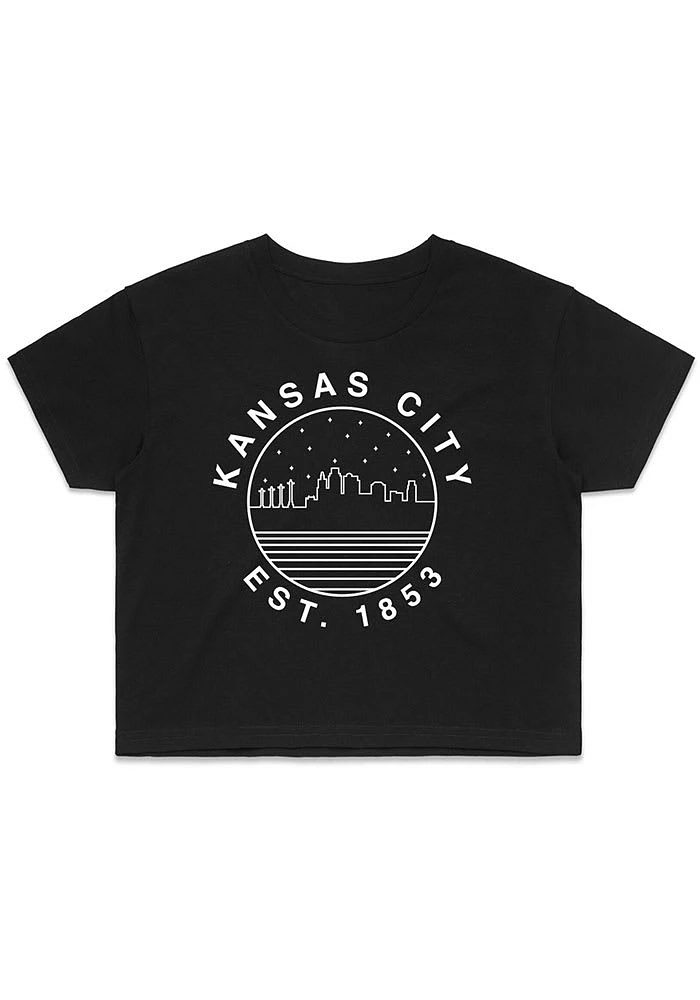 Uscape Kansas City Womens Black Starry Skyline Short Sleeve T-Shirt