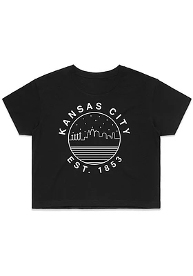 Uscape Kansas City Womens Black Starry Skyline Short Sleeve T-Shirt