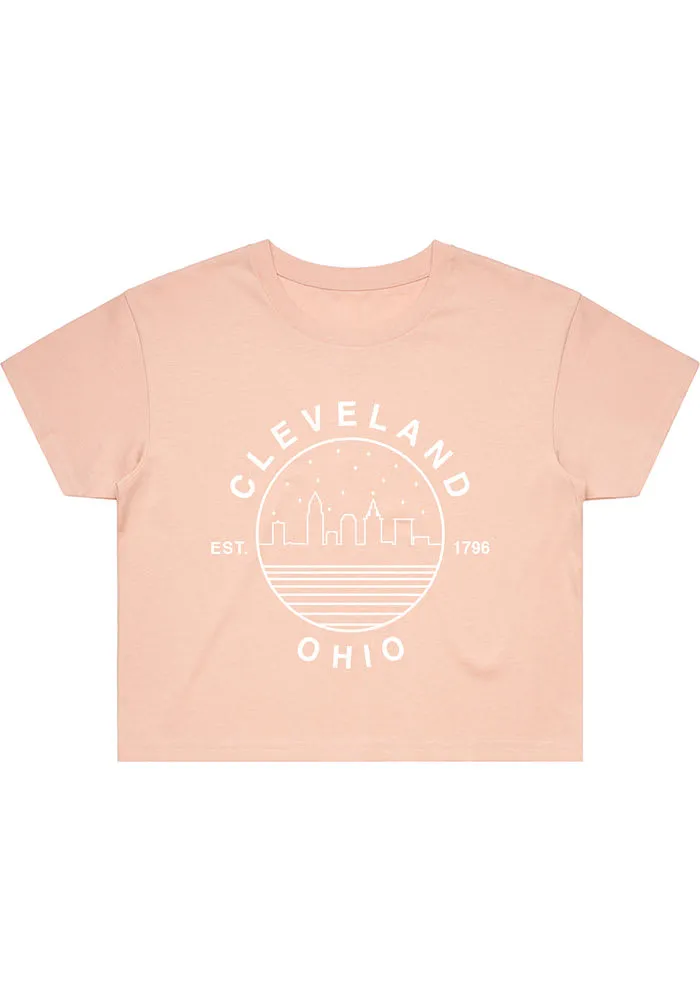 Uscape Cleveland Womens Pink Starry Skyline Short Sleeve T-Shirt