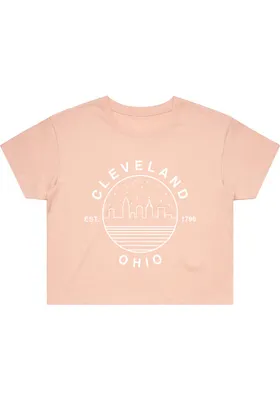 Uscape Cleveland Womens Pink Starry Skyline Short Sleeve T-Shirt